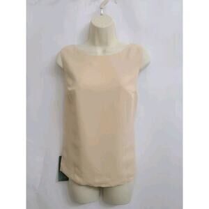 NWT Women's Sleeveless Blouse Beige 1/2 Zip Shell Small Lined
